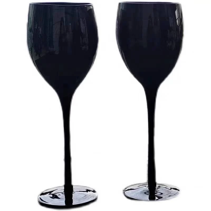 

2PCS/LOT Handmade Wine Glasses Glassware Black Red Wine Whisky Colored Glass Goblet Wine Glass