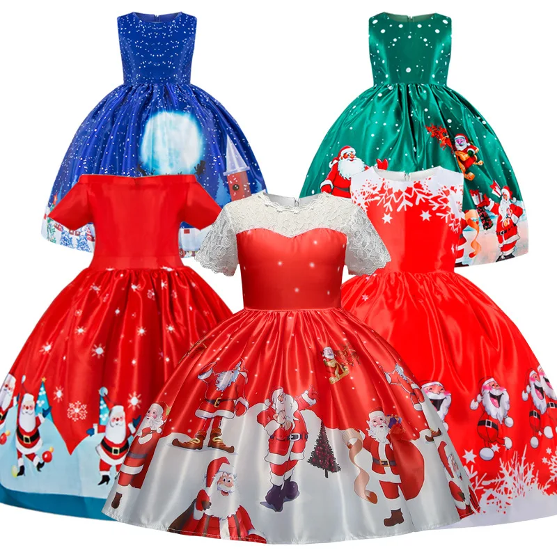 

3-8 years New Year Baby Girl Carnival Santa Dress For Girls Summer Christmas Dress Children Clothing Party Tulle Kids Costume