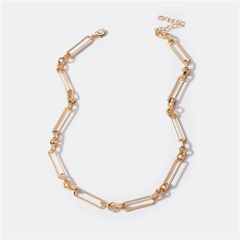 

HUIDANG Fashion Jewelry Long Rectangle Metal Chains Necklace-Bold Metal Chain Necklaces for Women
