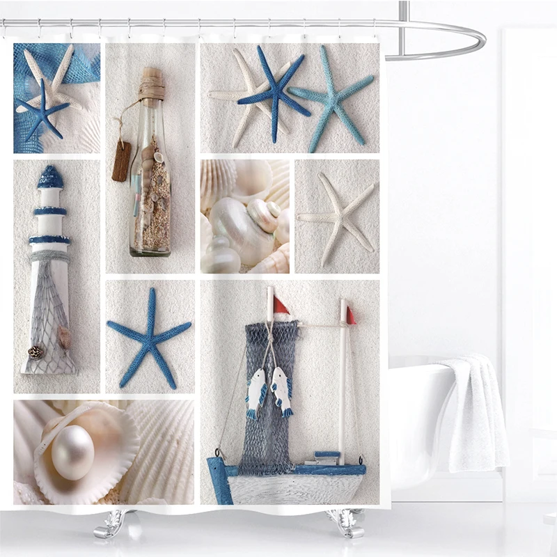 Новинка 2020 занавеска для душа в пляжном стиле с принтом ванной комнаты