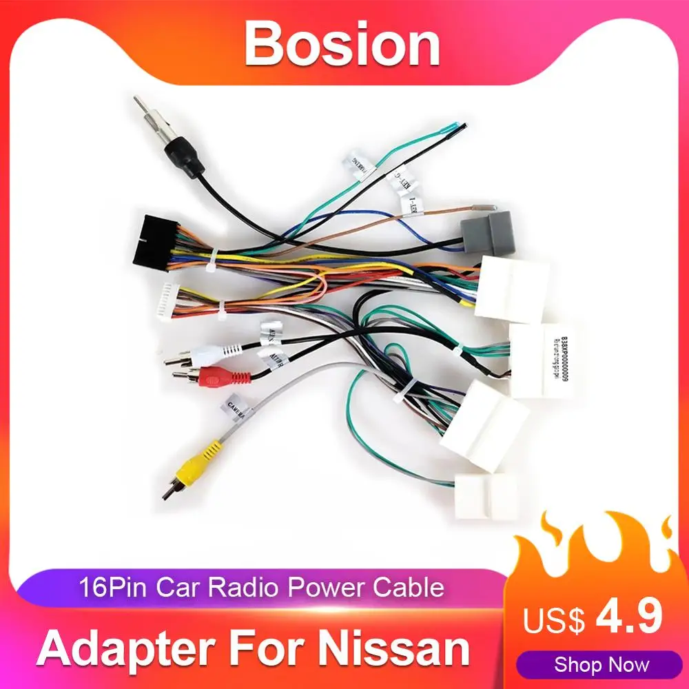 

Bosion 16Pin For Nissan ISO Wiring Harness Car Radio Adaptor Connector Wire Plug Kit Cable Adapter For Nissan Cars Plug and play