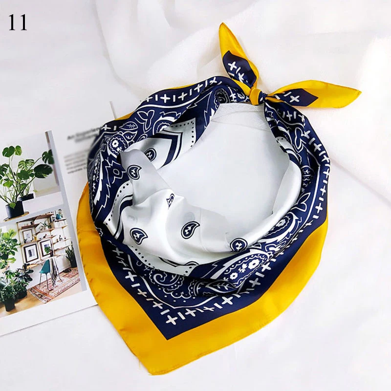 

Neckerchief Foulard Neck Scarves Silk Satin Headscarf Cashew Nuts Print Hair Scarf Headband 70x70cm Square Neck Scarf Harajuke
