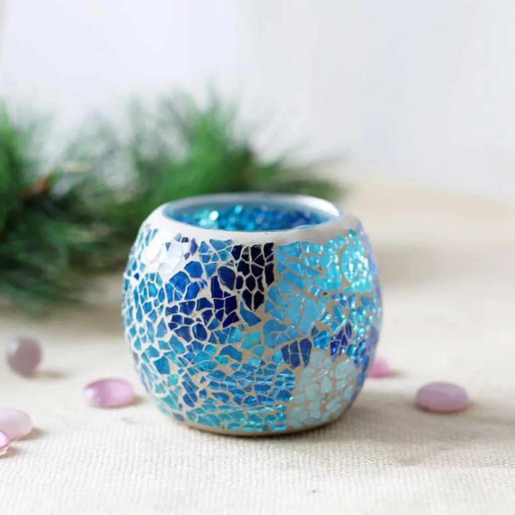 Набор из 2 штук винтажных стеклянных свечей мозаичных чайных фонарей