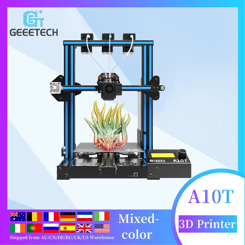 Geeetech A10T FDM 3D принтер с смешанным цветом интегрированной строительной базой
