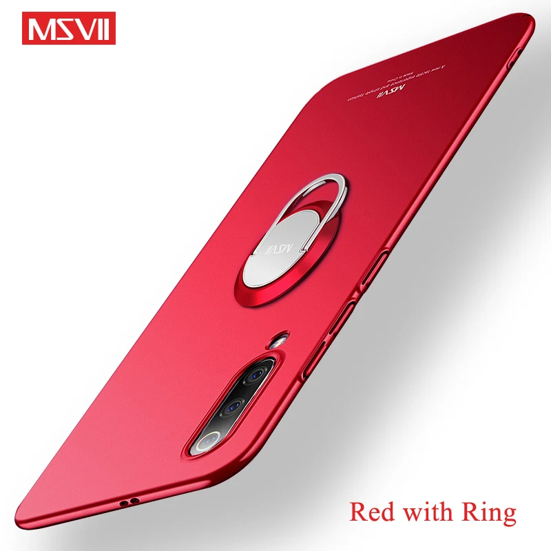 Mi 9 чехол MSVII матовый чехол для Xiaomi mi 9 SE mi 8 Pro Чехол Xio mi CC9 Pro Чехол-держатель с кольцом для Xiaomi mi 9T mi 8 9 Lite чехол s - Цвет: Red With Ring