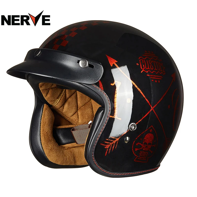 

Мотоциклетный шлем в стиле ретро, с внутренним козырьком