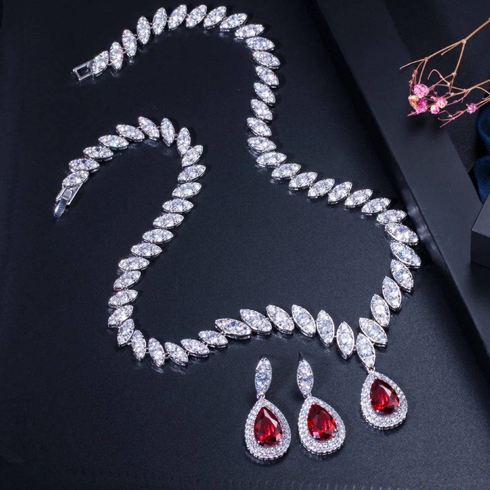 ThreeGraces известный бренд классический капли воды серебряный цвет кубический циркон Королевский синий Свадебный костюм Ювелирные наборы для женщин JS105
