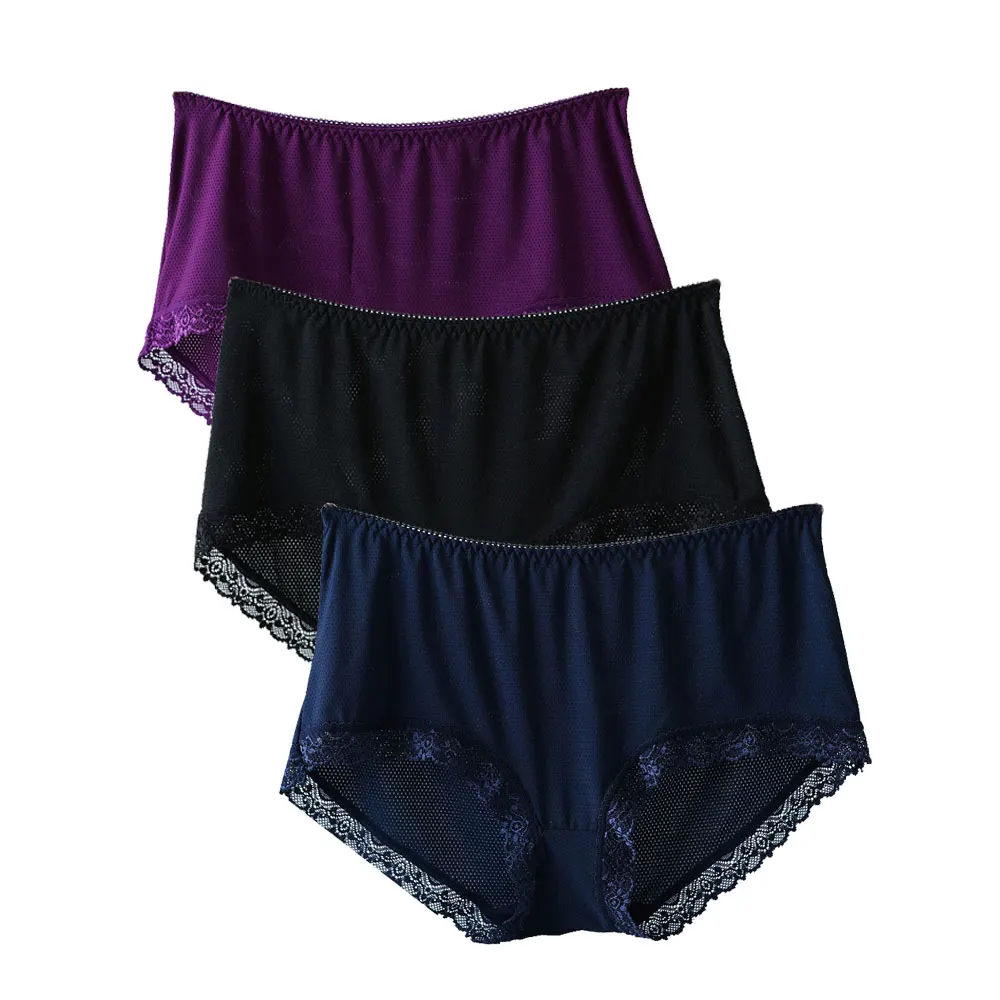 

3 PCS Seamless Briefs for Women Lingerie Mid Waist Cotton Crotch Panties Breathable Soft Striped Underwear Female Intimates