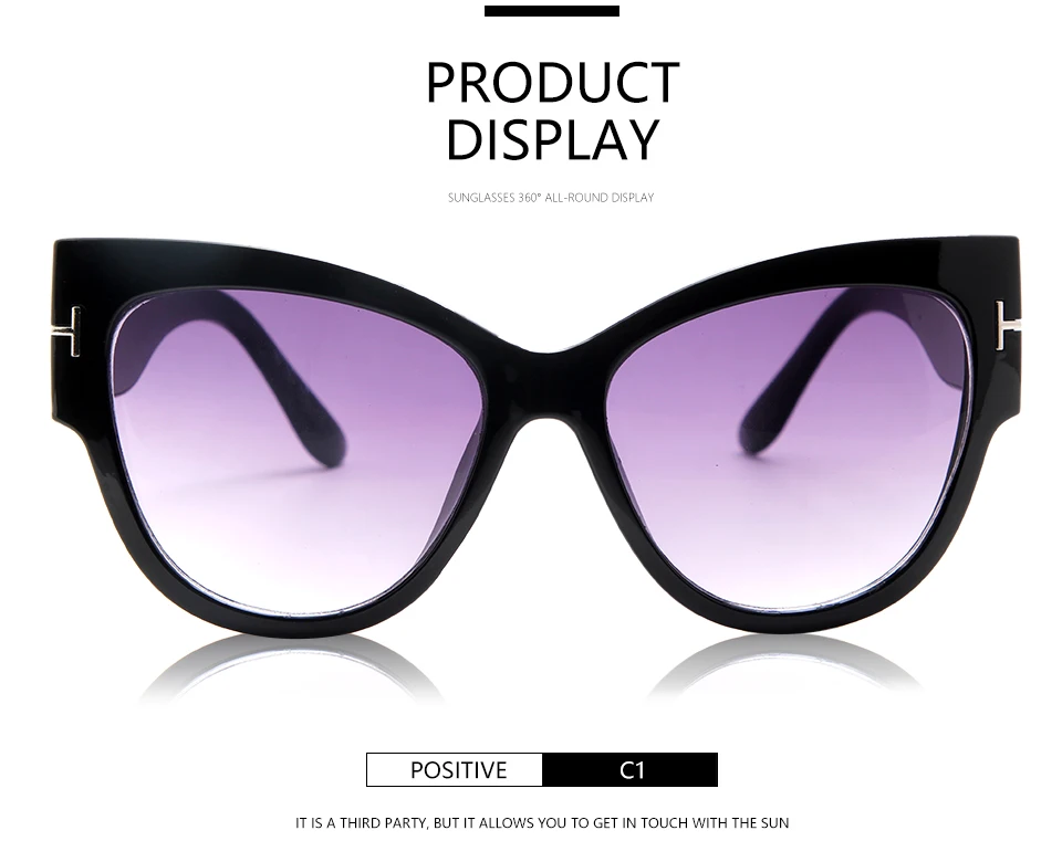Новые модные брендовые дизайнерские солнцезащитные очки Tom Cat Eye, Женские винтажные солнцезащитные очки с большой оправой UV400