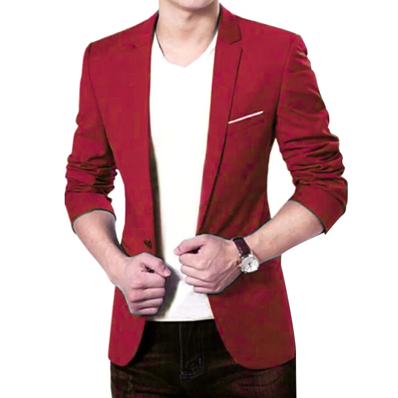 

New Men's Casual Slim Fit Formal One Button Suit Blazer Coat Jacket Tops Fashion Casual Men Groom Singer Costume Formal Evening