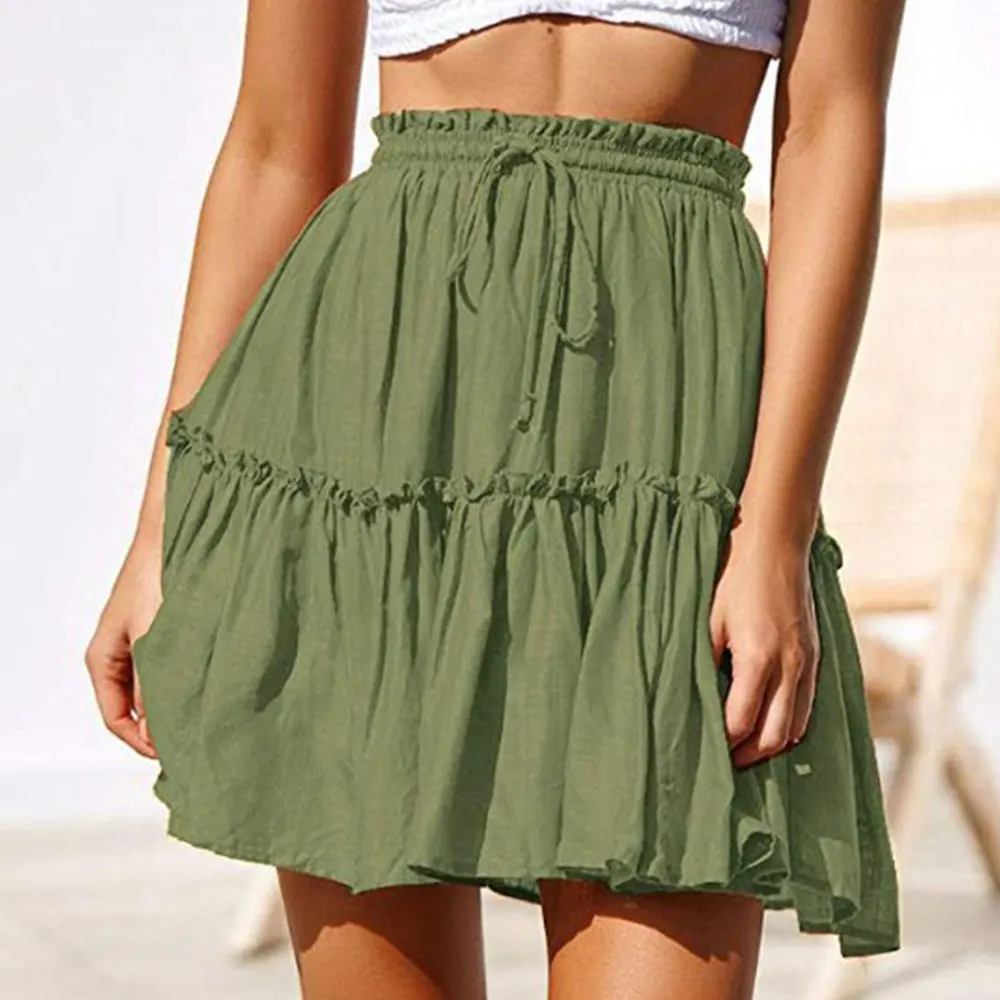 Женская мини-юбка в горошек с оборками | одежда