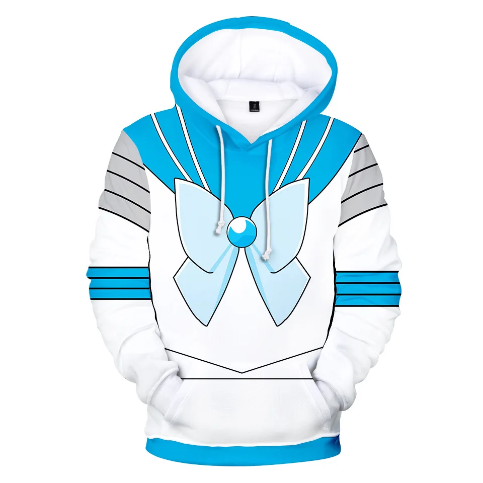 

Japan Anime Sailor Moon Cosplay Costume Tsukino Usagi Sailor Chibi Moon Venus Mercury Mars Jupiter Unisex 3D Hoodies Sweatshirts