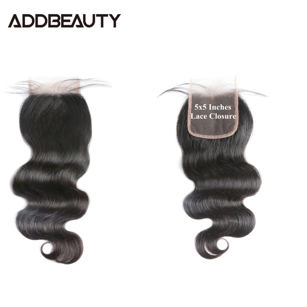 Застежка из человеческих волос Addbeauty 5x5 кружевные неповрежденные волосы