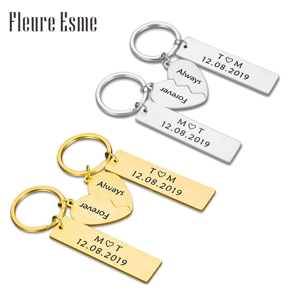 

Парные брелоки для подарка для мужа жены парня девушки на День святого Валентина индивидуальная дата и два знака брелоки для него пара