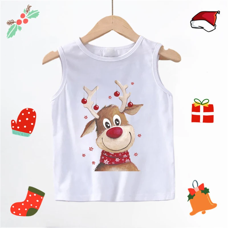 

Детская футболка с принтом оленей, без рукавов