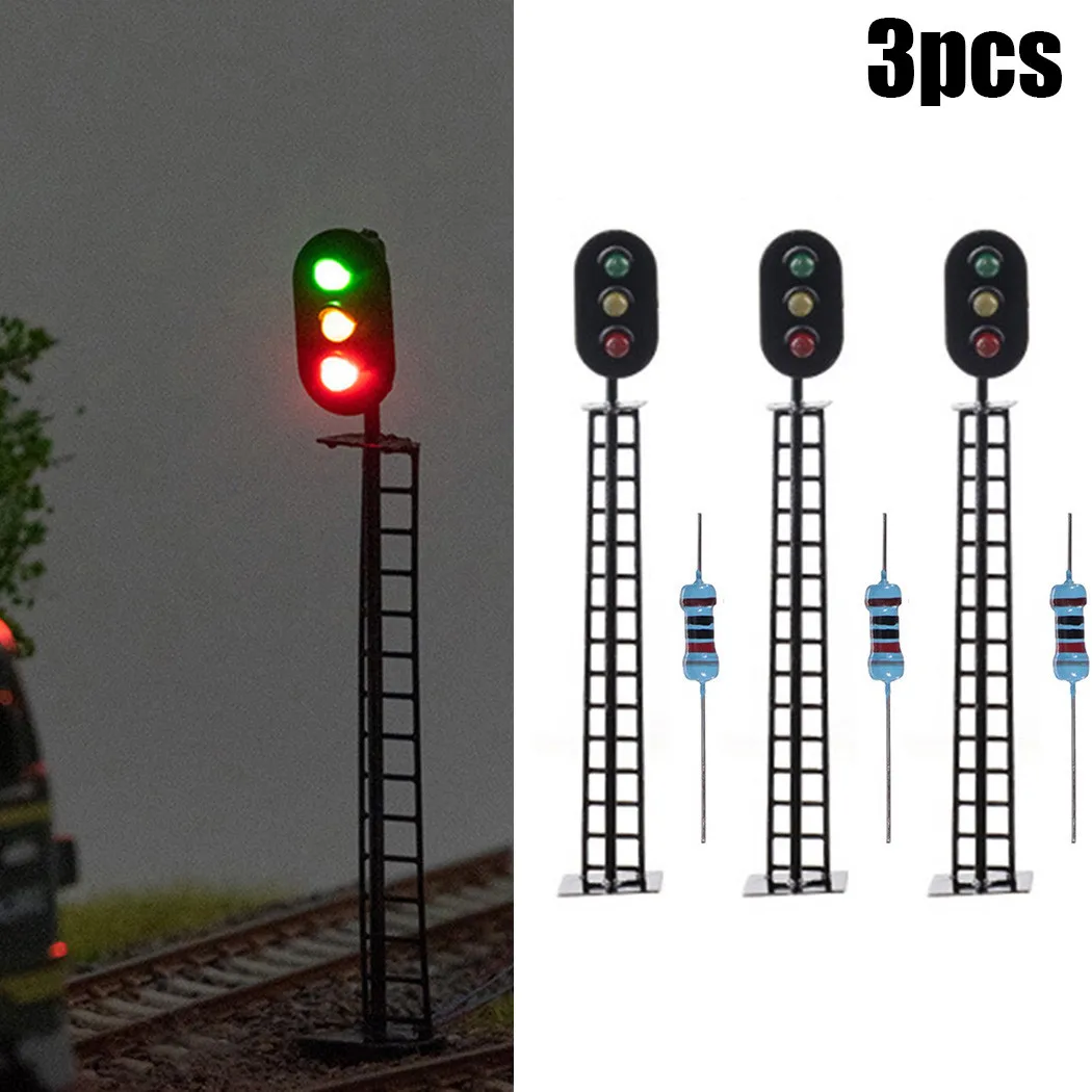 

3X 00 1:87 Model Railway ABS Metal 3 Aspect Light Signal 3/12 VOLT DC OO GAUGE Pre Wired High Quality