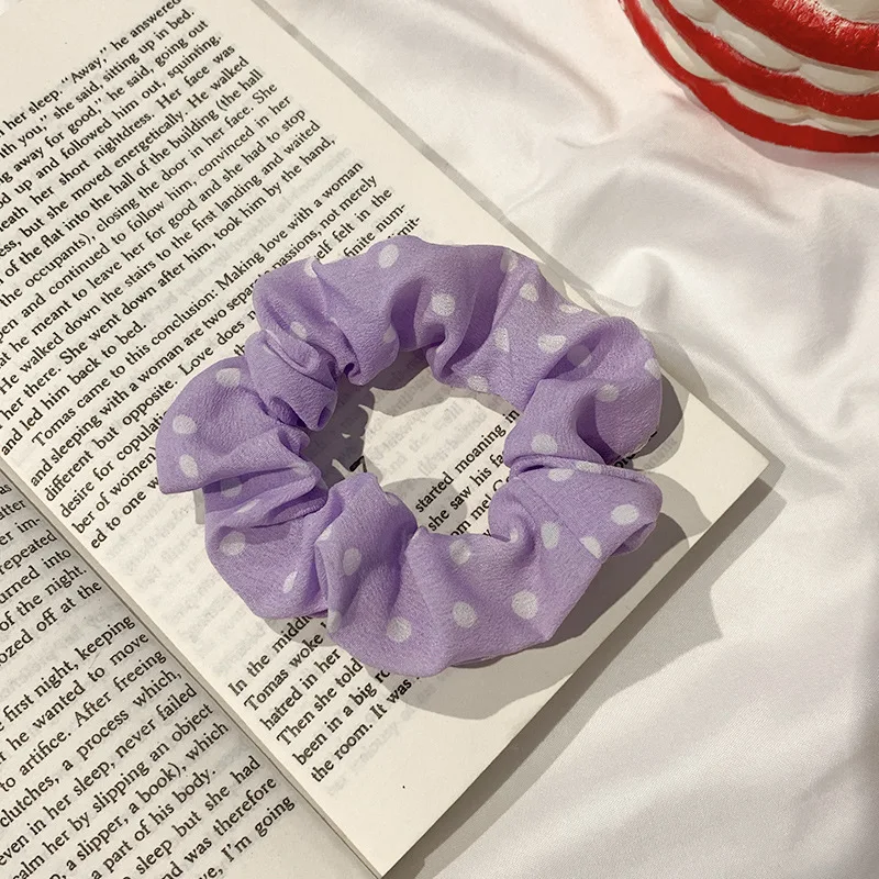 Diademas el&aacute;sticas con estampado de puntos para ni&ntilde;a, accesorios para el cabello plisados, herramientas de peinado, pasadores, Anillo para el cabello, ropa para el cabello-4