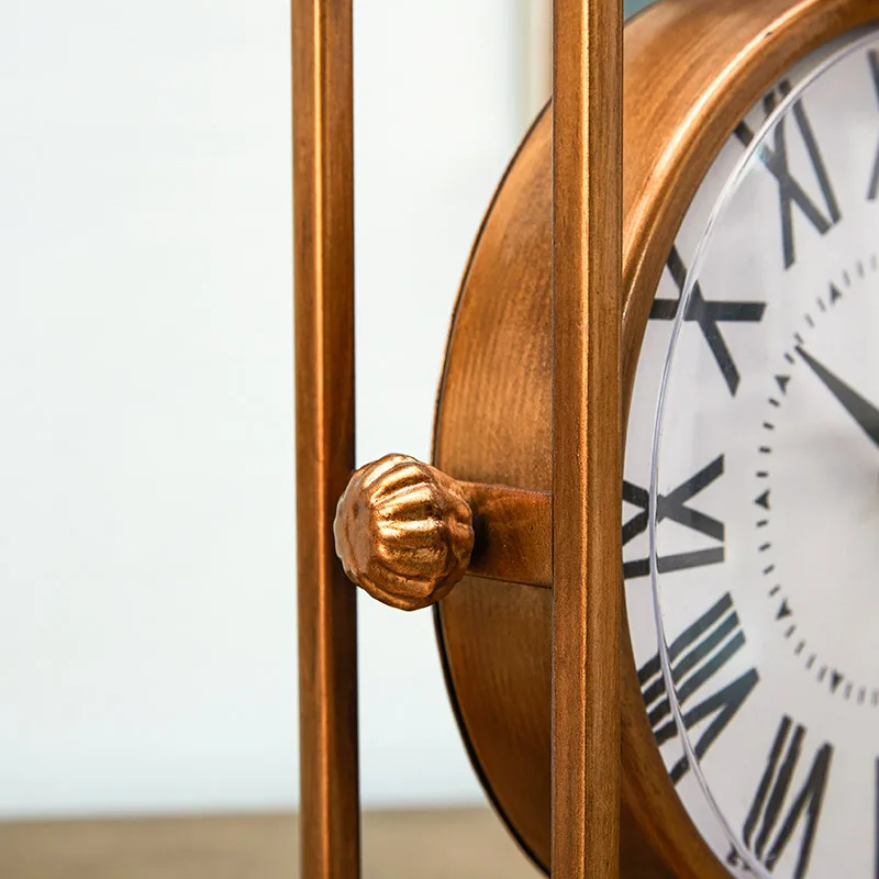 

Art Vintage Table Clock Metal European Minimalist Creative Silent Living Room Desktop Desk Clock Reloj De Mesa Home Decor DA60ZZ