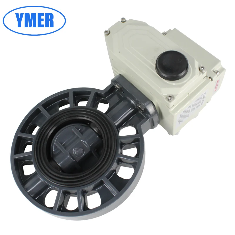 Электрический клапан-бабочка из ПВХ устойчивый к кислотам и щелочам химического