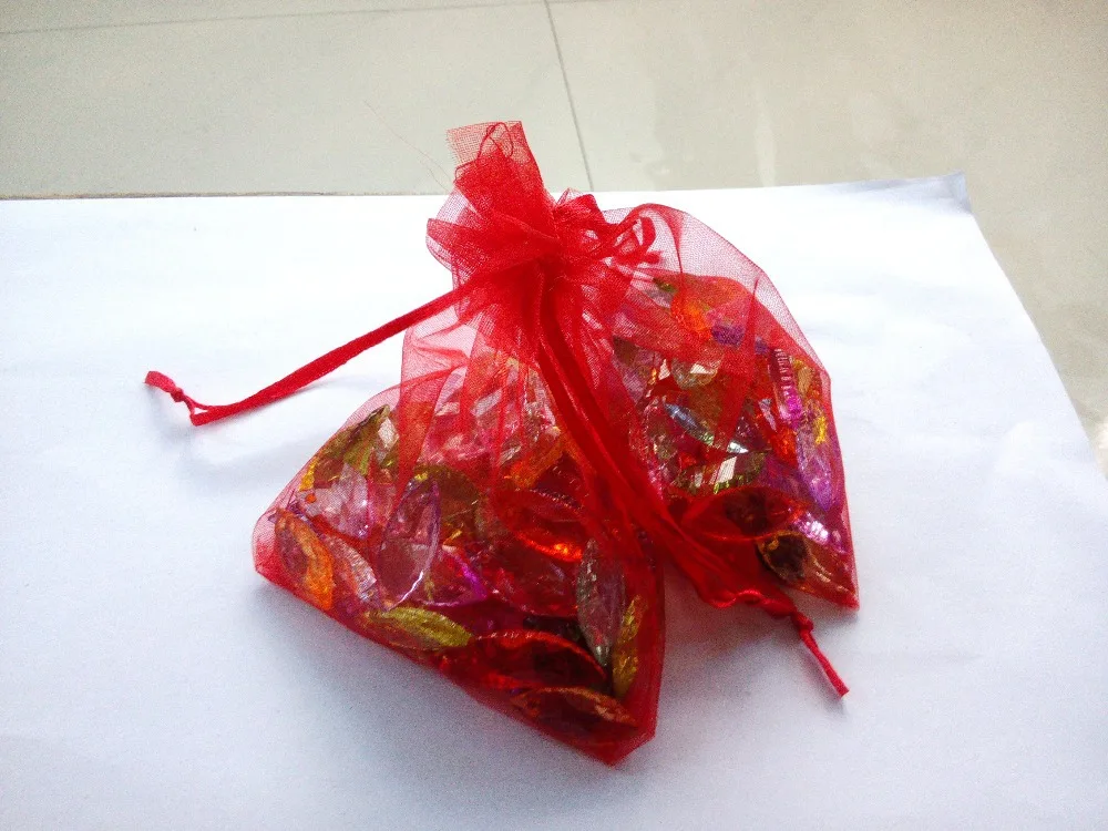 

300pcs 13*18 Red gift bags for jewelry/wedding/christmas/birthday Organza Bags with handles Packaging Yarn bag