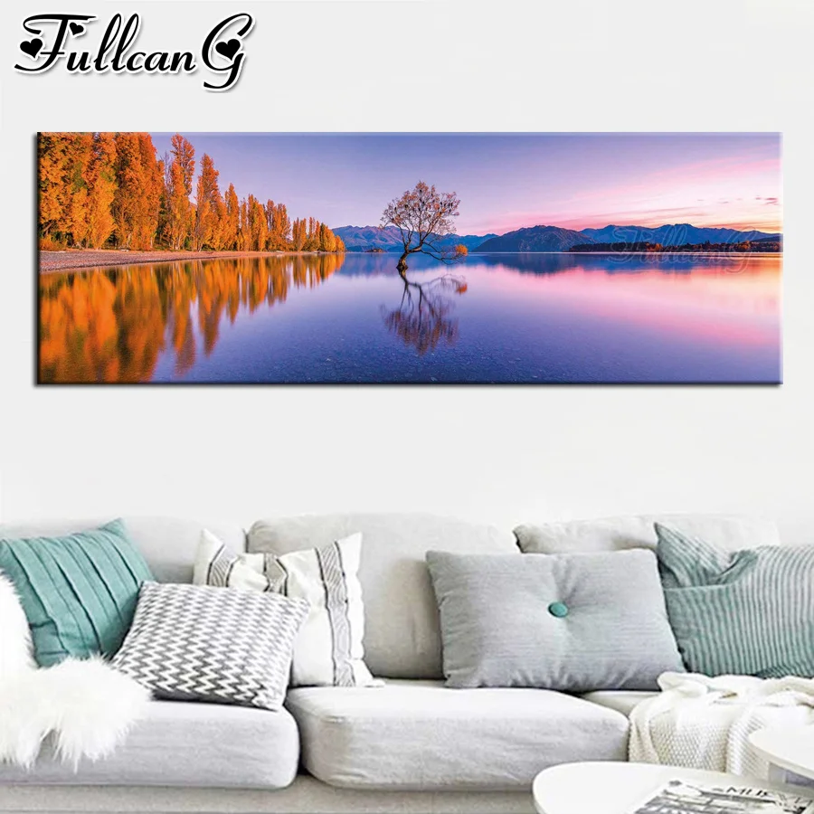 

Полноразмерная круглая Алмазная вышивка FULLCANG Lake Wanaka, распродажа, большая мозаичная картина 5d «сделай сам», украшение для стен, FC3720