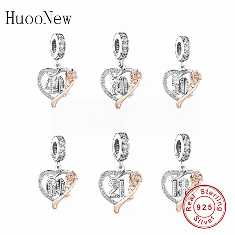 

Birthday Series Dangle Charms for Bracelet Necklace Pendant Jewellery Gift for Sister Brother 925 Sterling Silver 18th 40th Bead