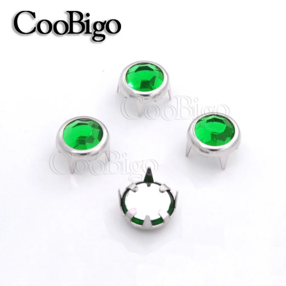 Color 9 1000 шт 8 мм когти Стразы Круглый самолет шпильки DIY заклепки гвоздики шип, деталь одежды сумки - Цвет: Color 9
