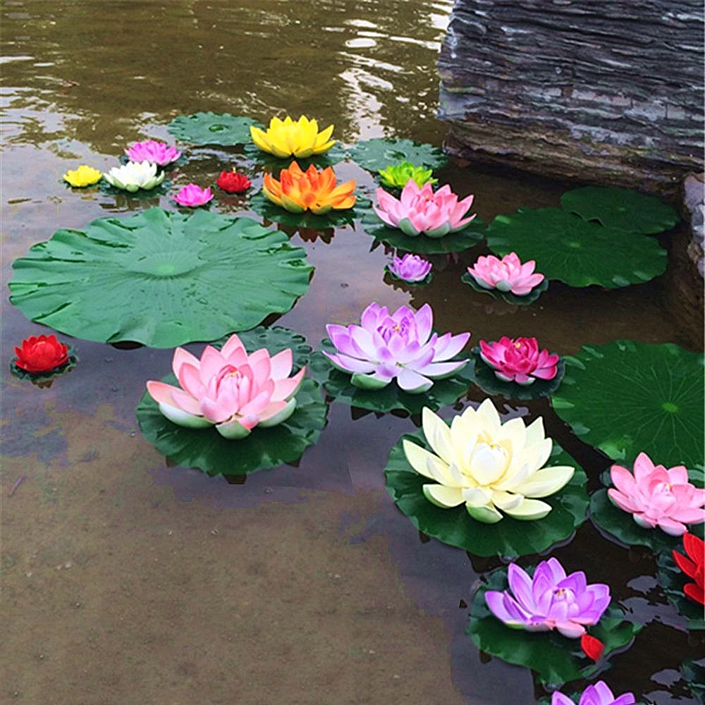 2 шт. декоративное пластиковое растение в виде лотоса|Искусственные и сухие