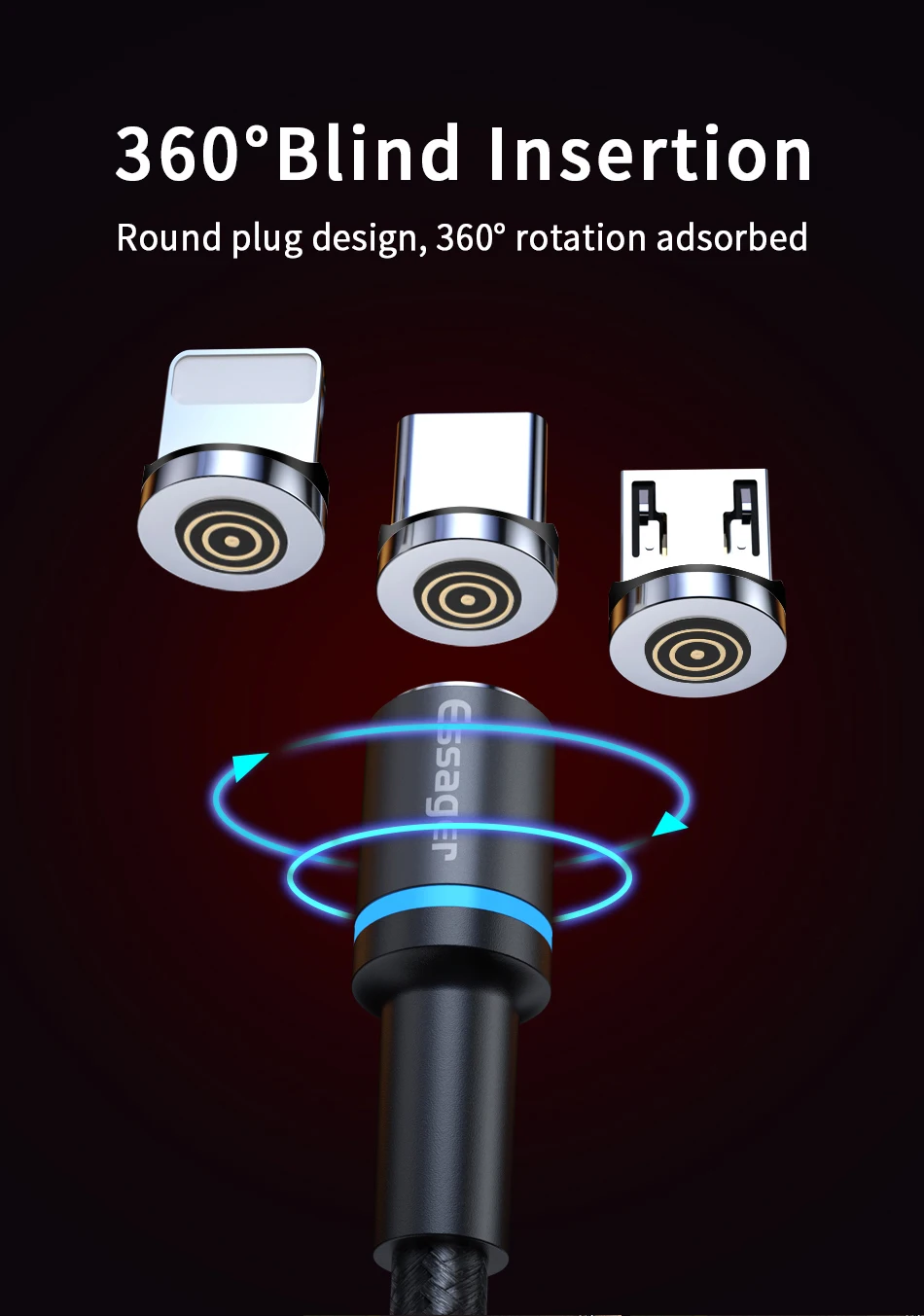 Магнитное зарядное устройство Essager Micro USB кабель для iPhone samsung Android Быстрая зарядка usb type C кабель 3 м type-C шнур Магнитный адаптер
