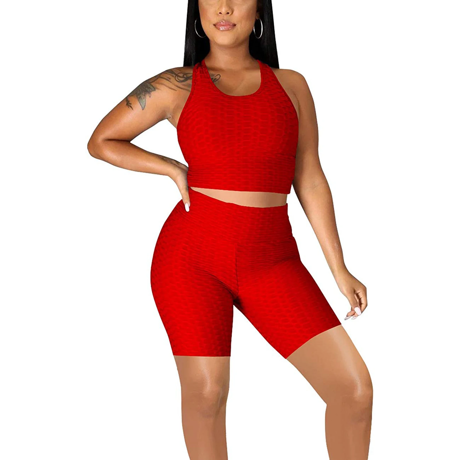 

2 Piece Outfits for Women Pants and Top 2021 Summer Women Clothing Casual O-Neck Short Print Two Piece Outfits for Women