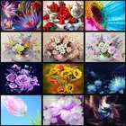 Картина из страз 5D сделай сам с цветочным орнаментом, вышивка крестиком из цветов, вышивка из страз, мозаика из страз, наклейки на стену, домашний декор