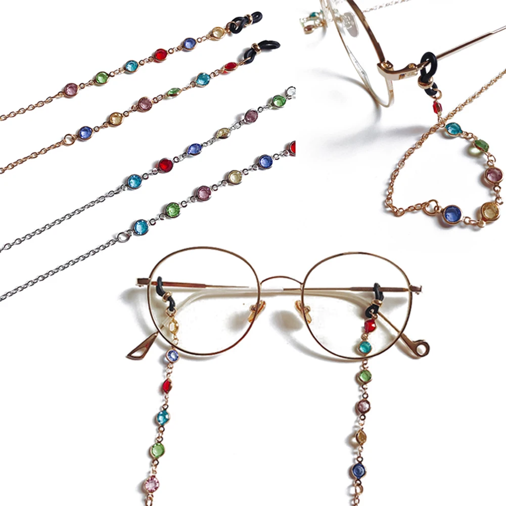 

Fashion Crystal Beads Eyeglasses Chain Lanyard Cord Women Men 75cm Long Metal Sunglasses Chains Rope Strap Eyewear Accessories