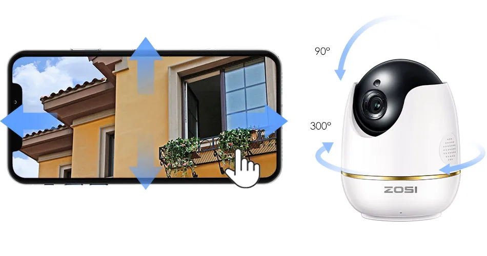 ZOSI 1080P HD Wifi беспроводная домашняя ip-камера безопасности 2.0MP ИК-Сеть CCTV камера видеонаблюдения с двусторонним аудио Радионяня