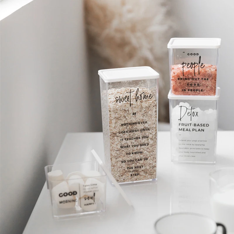 Пластиковая коробка для хранения зерен банка чая кофейных закусок бутылка