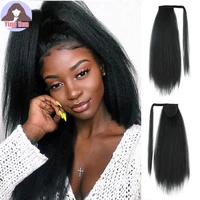 yingrun synthetic hair 22 inch yaki ponytail extension for women kinky straight ponytail synthetic clip in magic paste hairpiece
