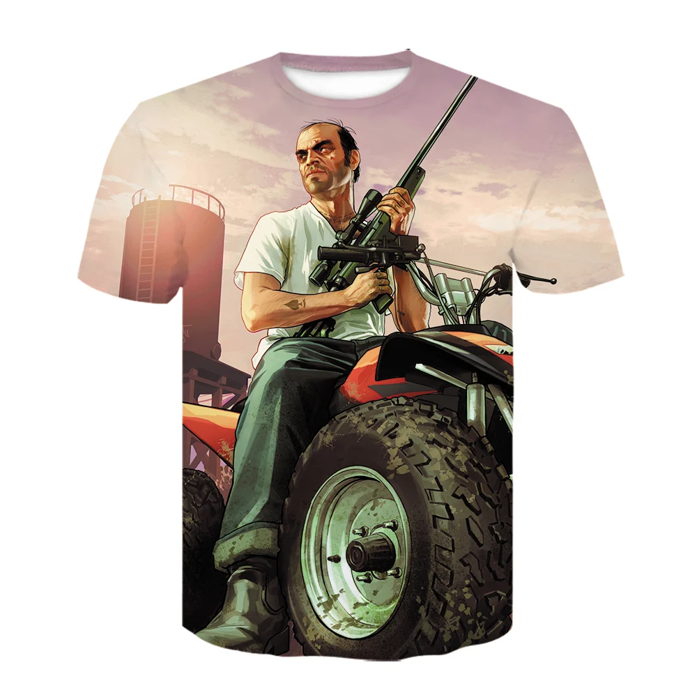 

2021 Grand Theft Auto Game GTA 5 Men Summer T Shirts Cool GTA5 Men TShirt Colorful 3D Print T-shirt Tee Shirt Funny Clothing