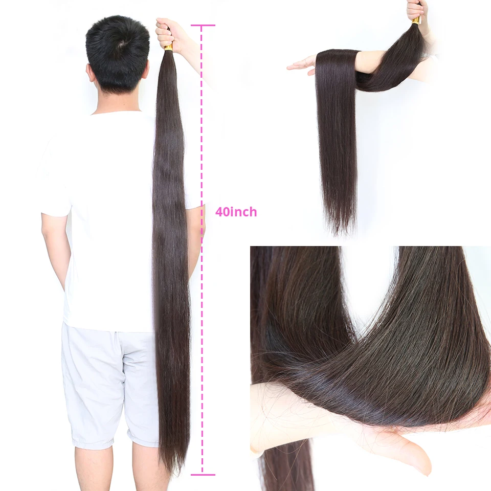 Пряди из человеческих волос 38 40 дюймов бразильские Прямые пряди для наращивания