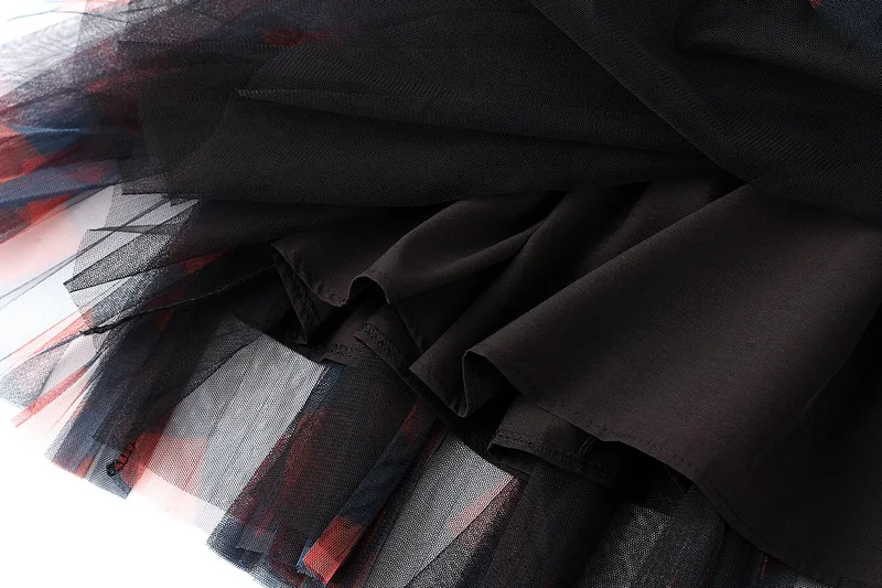 Зеленая красная клетчатая сетчатая фатиновая юбка пачка Женская мода 2020 Новая