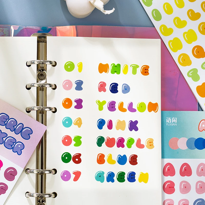 

8Kinds INS Candy Color Alphanumeric Sticker DIY Scrapbook Base Collage Mobile Diary happy plan gift decoration sticker