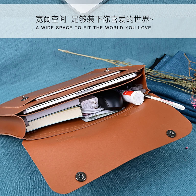 2pcs shoulder bagslaptop sleeve for macbook air 13 case 2020 pro 13 coque funda women laptop bag leather handbag for xiaomi mi free global shipping
