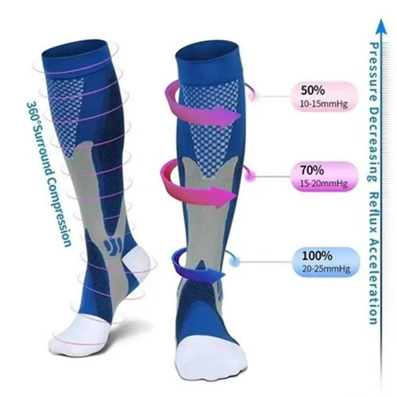 

1 Pair Stylish Men Women Compression Socks Fit for Sports Black Compression Socks Anti Fatigue Pain Relief Knee High Stockings