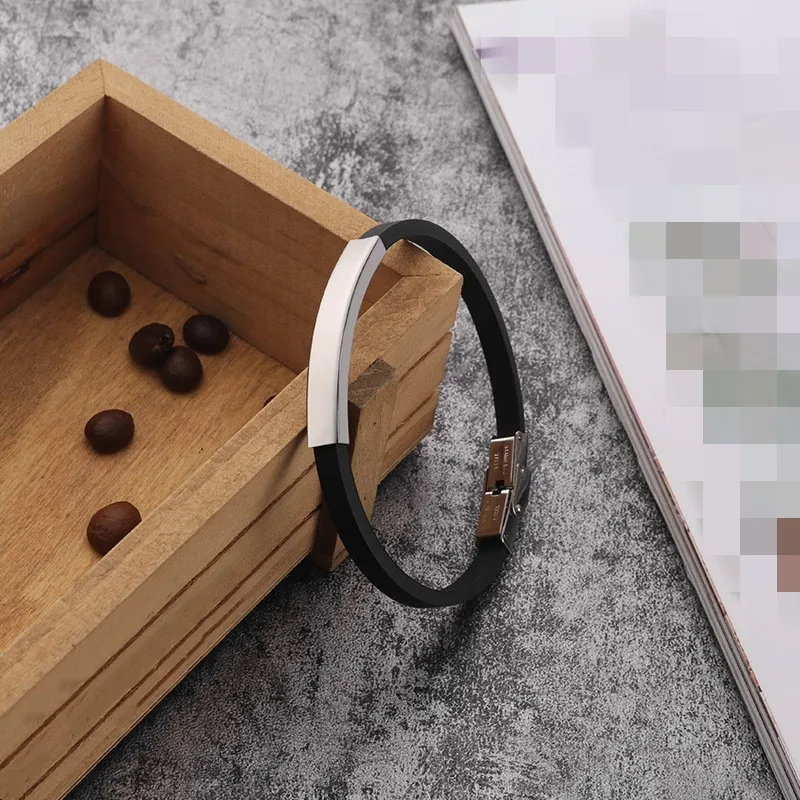 Модные ювелирные изделия силиконовый резиновый черный стержень 220 мм браслет из