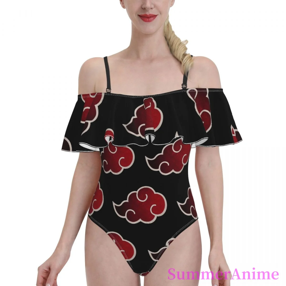 

Bikinis Akatsuki (15) Exotic 2021 Women Flounce Swimsuit high Waist dress sets Comic Anime Game bathing suit SwimSuit