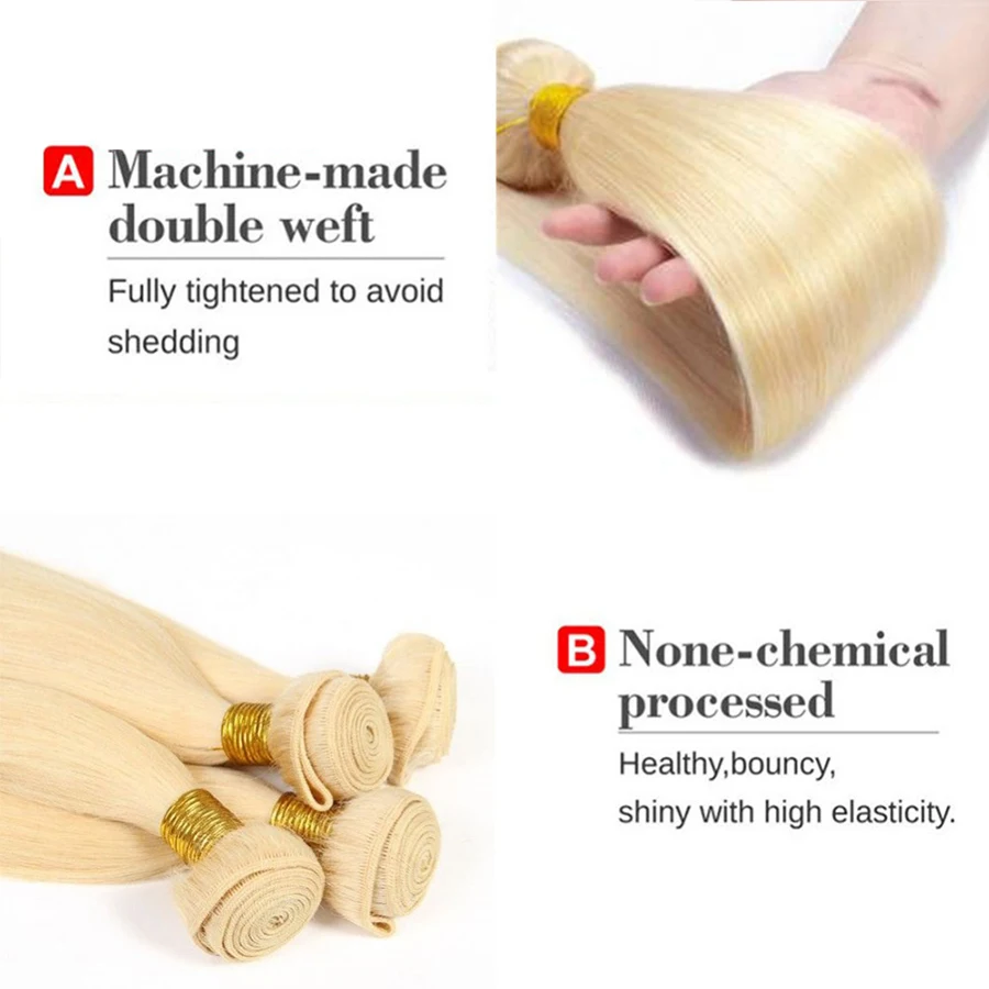 

FDX 613 Blonde 28 30 32 34 36 38 40 Inch 1/3/4 Bundle Straight Weave Remy Human Hair 100% Long Brazilian Human Hair