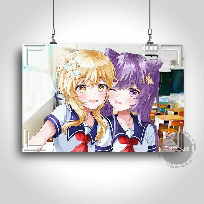 

Canvas Anime Keqing Genshin Impact Pictures Home Manga Decoration Paintings Poster HD Prints Wall Art Modular Living Room