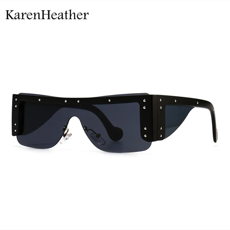 

Rivet Luxury Designer Vintage Square Sunglasses For Women Men Luxury Fashion Oversized Frame Shading UV400 Retro Sun Glasses In