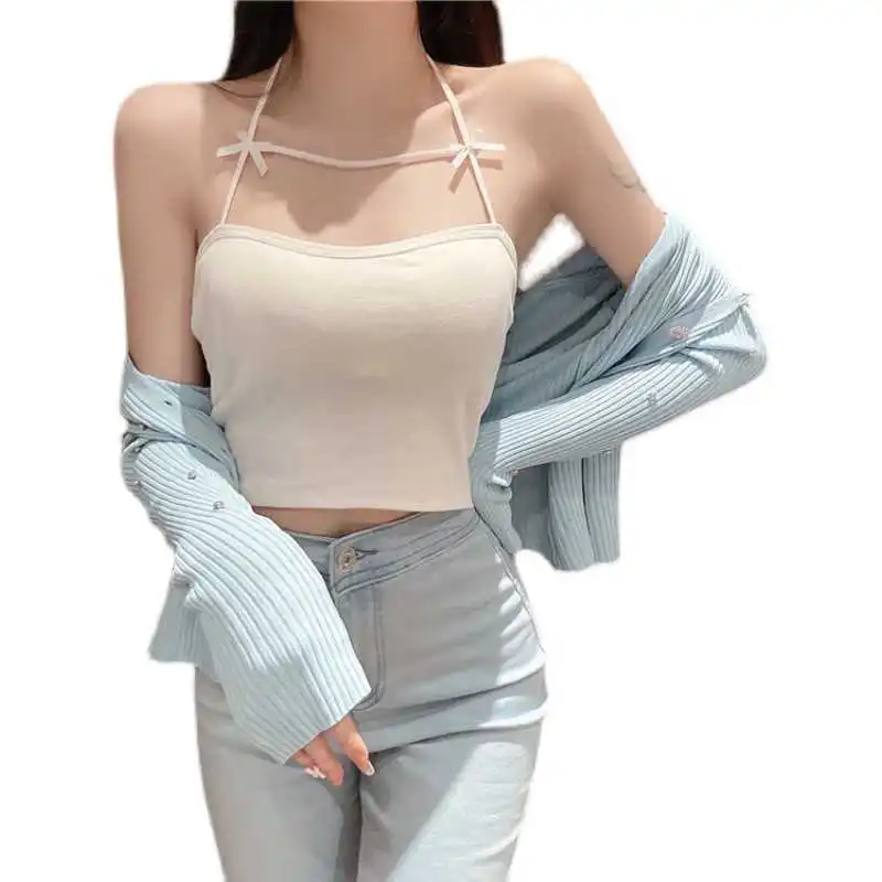 

Bowknot Sneaky Design Sexy Halter Beauty Back Sling Women's Summer New Inner Wear Outdoor Wear Slim Fit Slimming Top Fashion