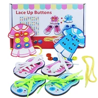 wooden lace up buttons kids teaching tie shoelaces toys develop babys operational ability early educational toys children