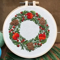 diy christmas embroidery material package start kit beginner art craft sewing tool cross stitch kits with embroidery hoop