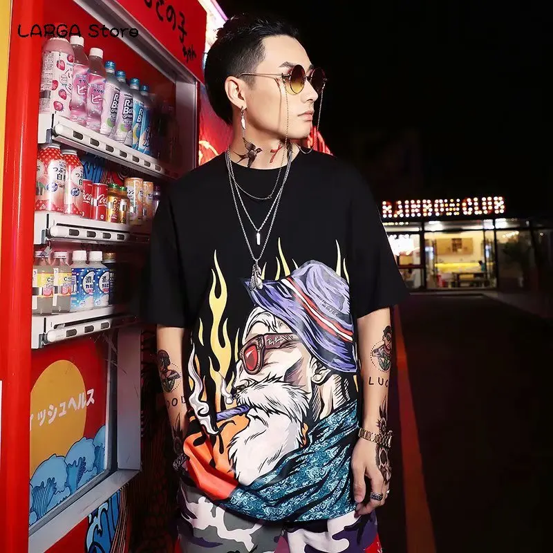 

Футболка Aolamegs мужская с японским принтом, хлопок, круглый вырез, модная рубашка в стиле хип-хоп, уличная одежда для пар